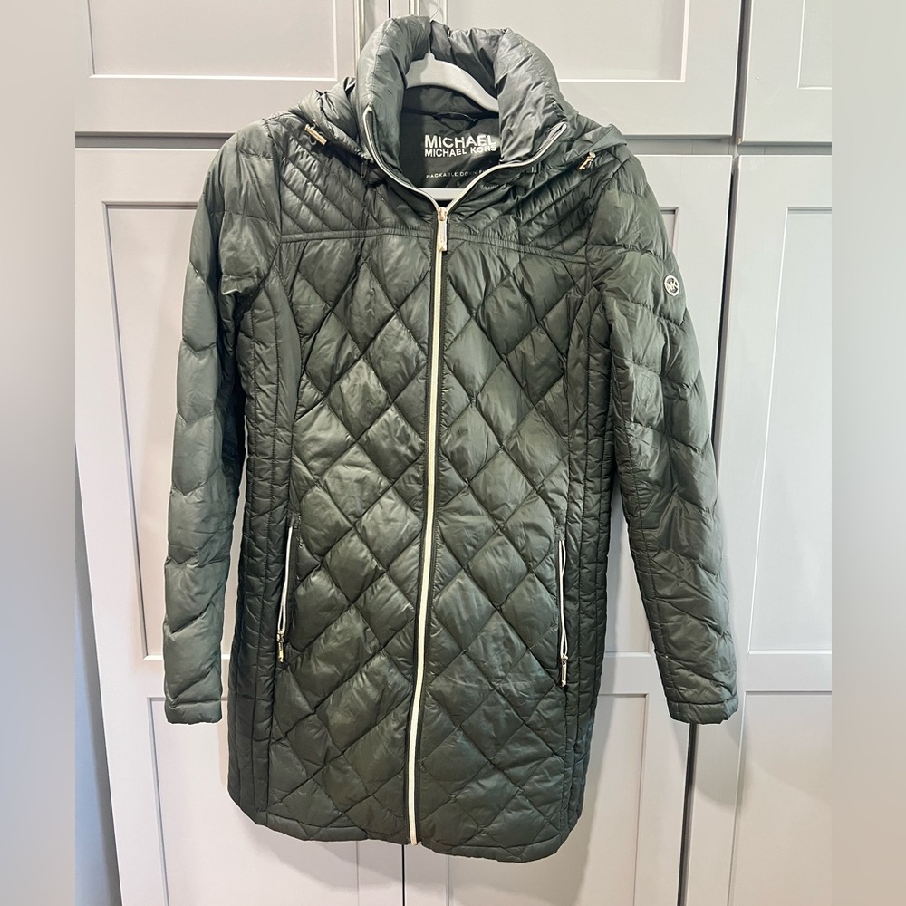Michael Kors Women's Olive Quilted Puffer Coat